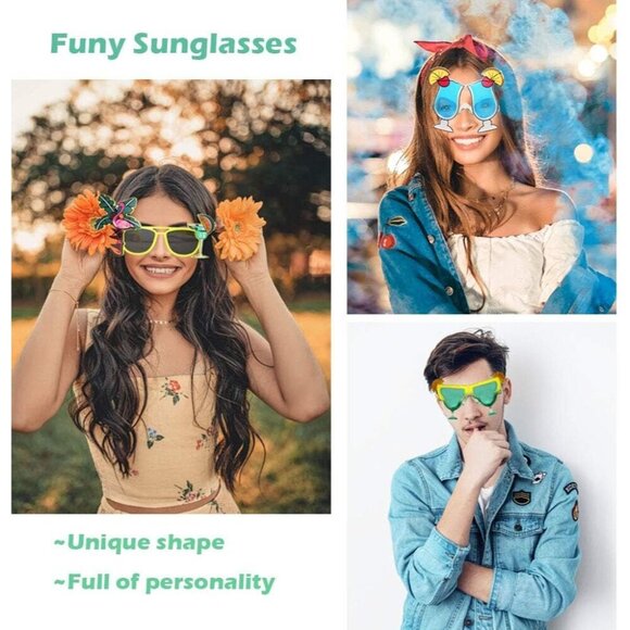 Hawaiian Tropical Sunglasses 8 Pack Party Photo Booth Luau Beach Fun main image 6
